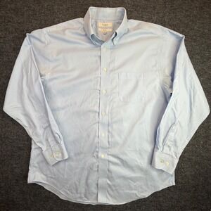 Turnbury Button Down Shirt Mens Large Light Blue Non-Iron Long Sleeve Cotton